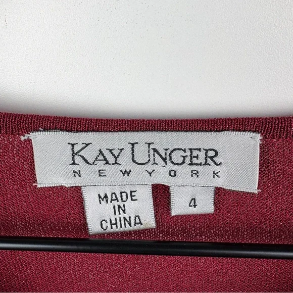 Kay Unger Vintage Velvet Mesh Baroque Maroon Red Stretch Blouse Top Whimsigoth - Picture 5 of 7